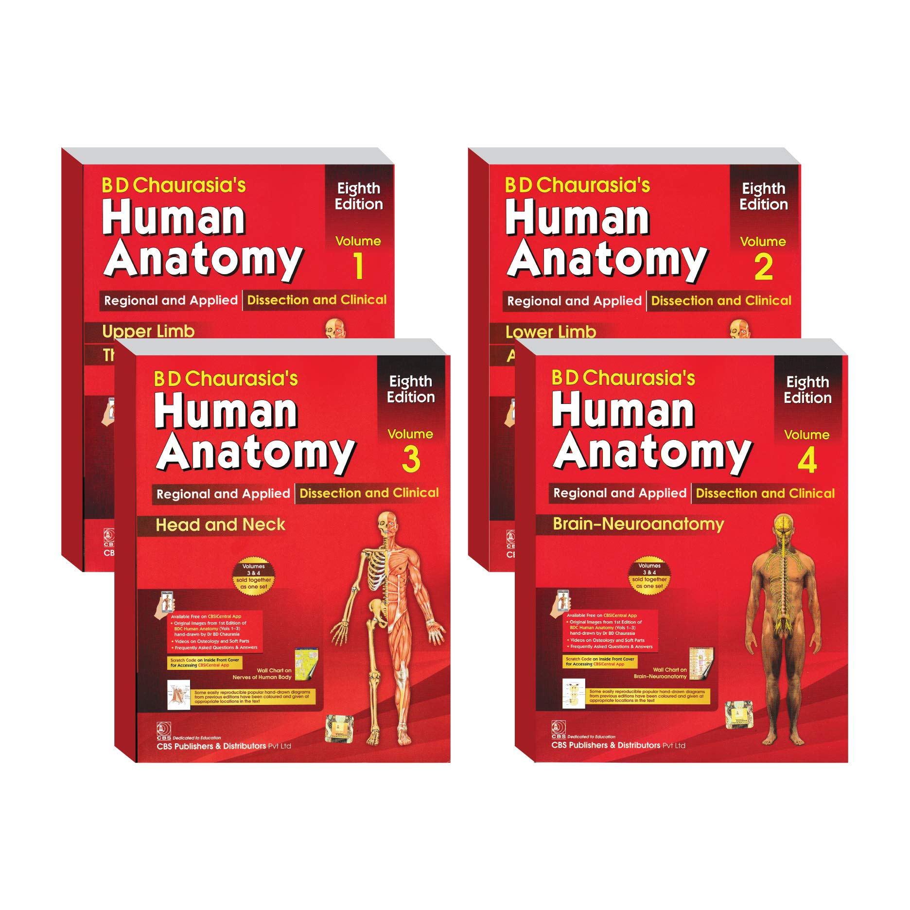 B D Chaurasia Human Anatomy 4 Volume Set Vol.1 to Vol 4 by B D Chaurasia s BDC